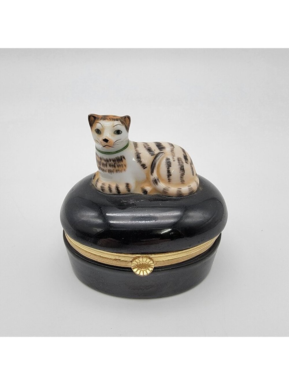 Vintage 1986 Fitz & Floyd Porcelain Cat Trinket Box